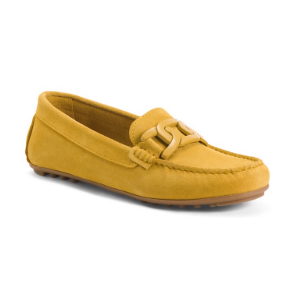 Yellow Suede Loafers for Women